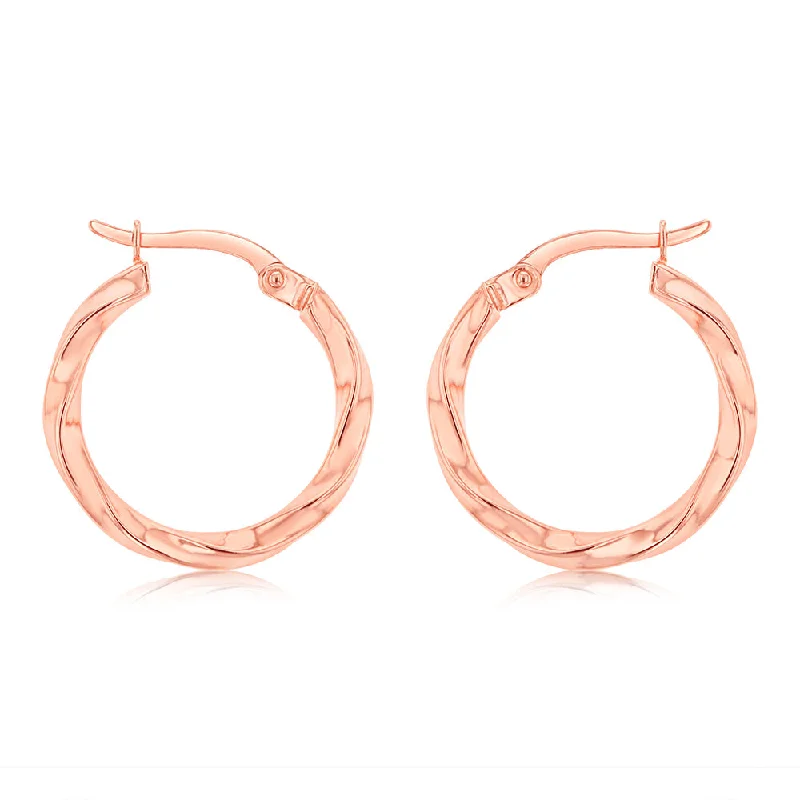 sparkling gemstone stud earrings for women -9ct Rose Gold Silverfilled Double Side Diamond Cut Hoop Earrings