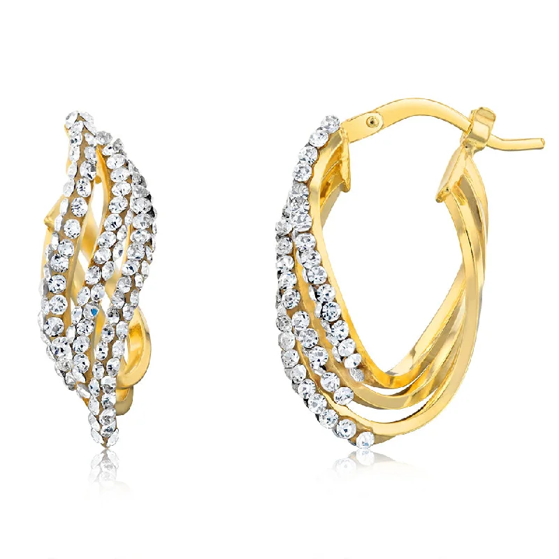 silver stud earrings for women -9ct Yellow Gold Silverfilled Fancy Crystal Hoop Earrings