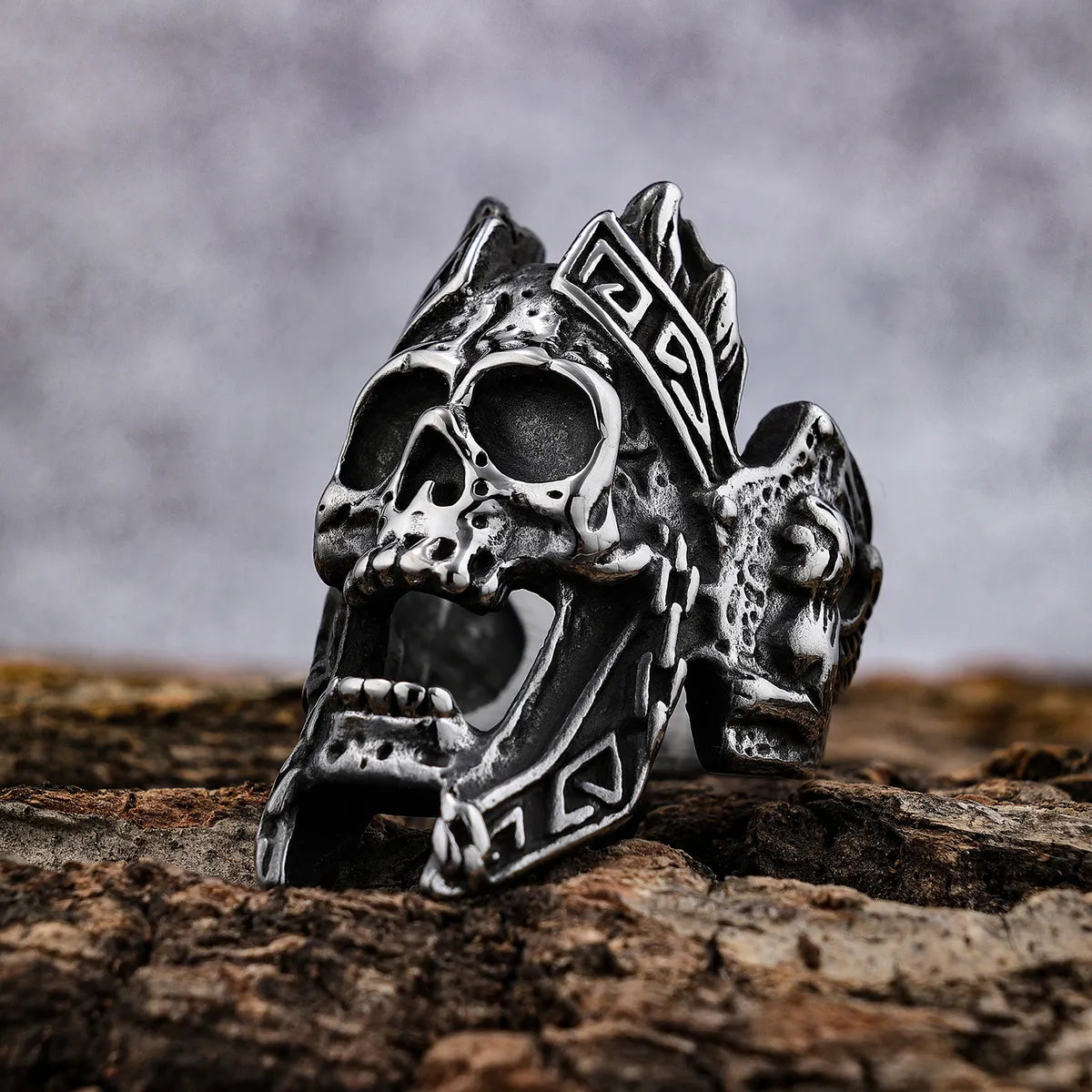 stackable rings for women -Retro Punk Rhombus Skull 304 Stainless Steel Enamel Men'S Rings