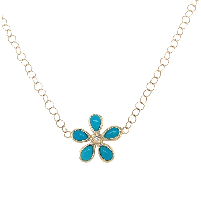 stylish infinity pendant necklaces for women -Turquoise & Diamond Orchid Necklace