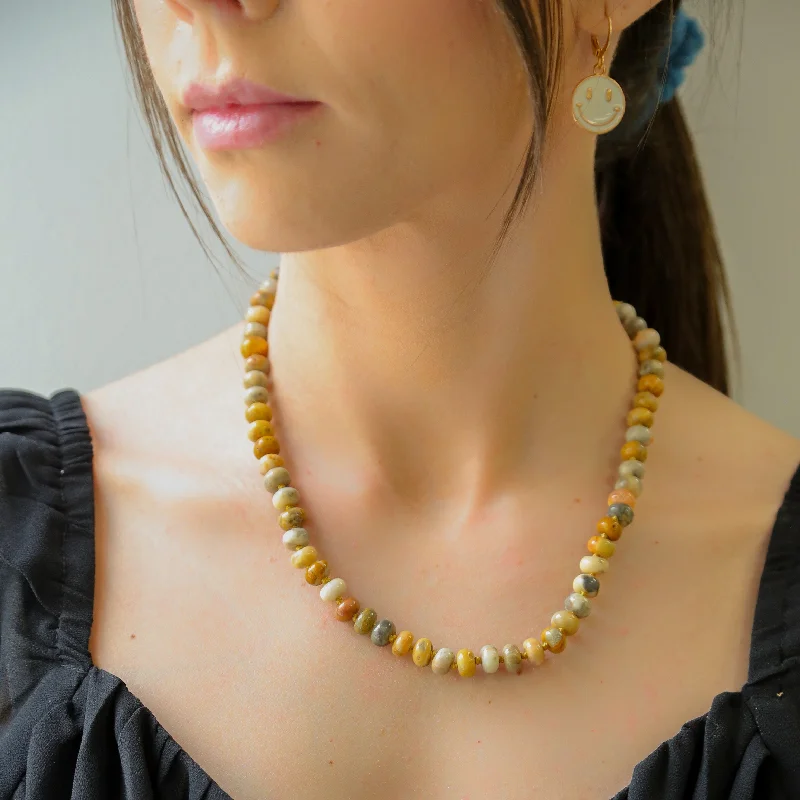 fashion necklaces for women -Gem Agate Necklace - Crazy Lace Agate 18.5 inches