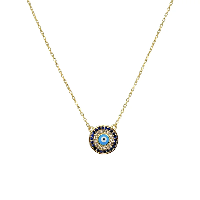 vintage charm necklaces for women -"HESTIA" Evil Eye Sapphire CZ Necklace