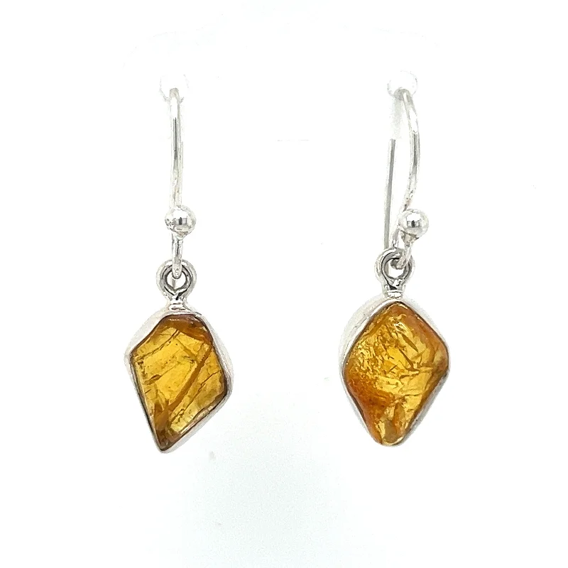 sparkling diamond chandelier earrings for women -Sterling Silver Amber Earrings