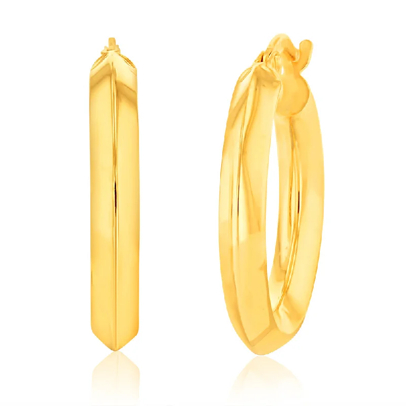 fashion gemstone earrings for women -9ct Yellow Gold Plain Hoop Earrings