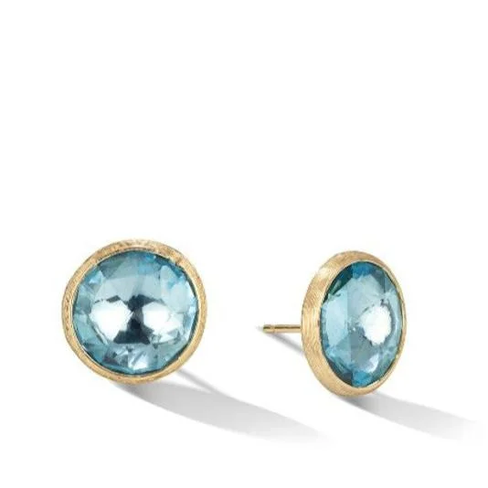 sparkling pearl earrings for women -Marco Bicego Jaipur Color Large Blue Topaz Stud Earrings