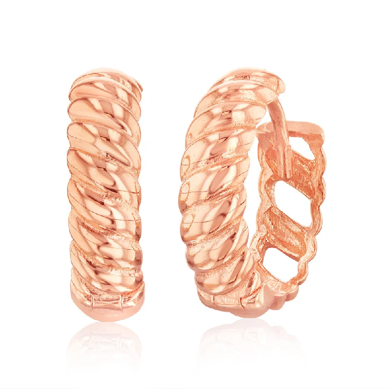 chic earrings with diamonds for women -9ct Rose Gold Patterned 10.5mm Hoop Earrings