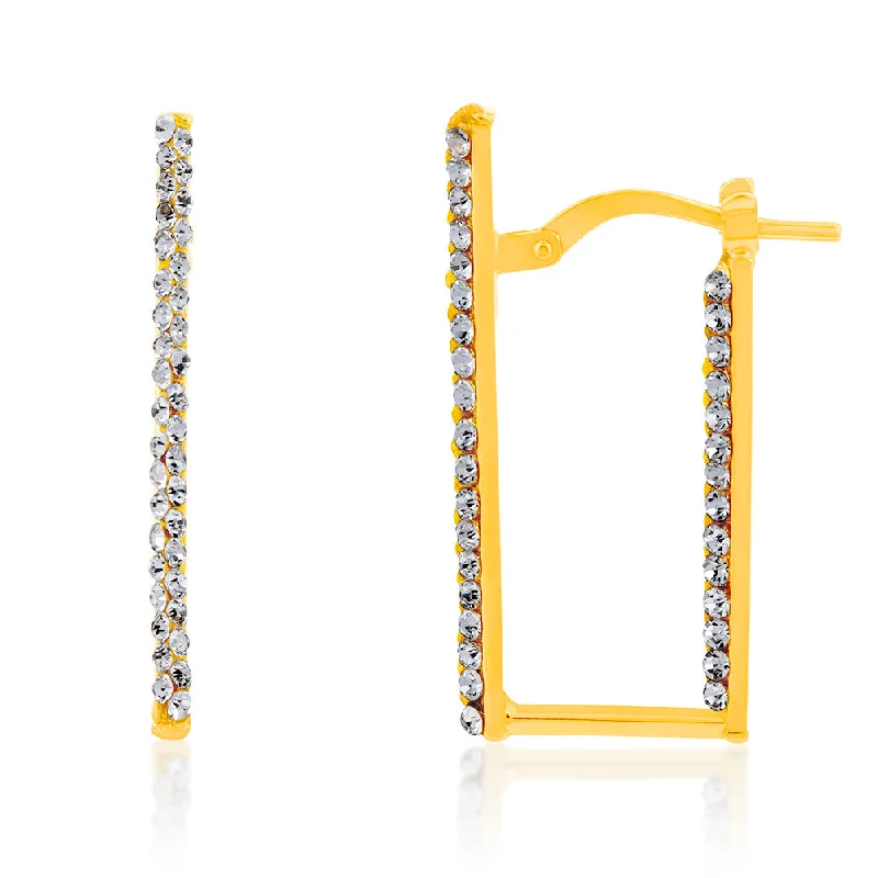 elegant drop earrings with gemstones for women -9ct Yellow Gold Silverfilled Crystal Square Hoop Earrings