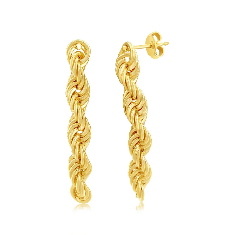 elegant gemstone drop earrings for women -9ct Yellow Gold Silverfilled Knotted Drop Earrings