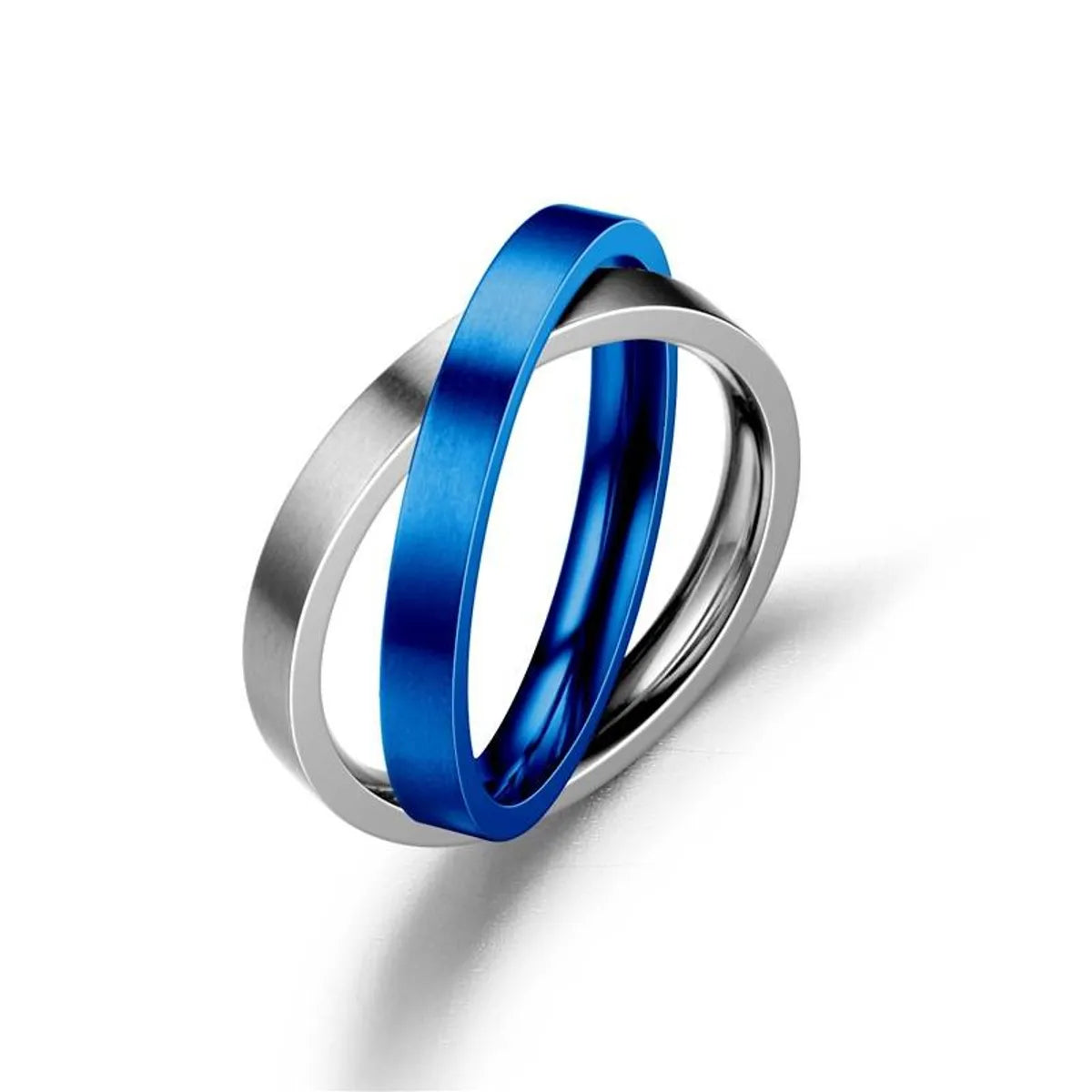 Double Ring Transfer Ring Silver + Blue No. 6