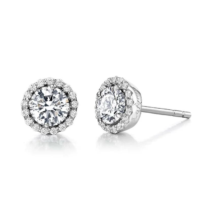 sparkling gemstone stud earrings for women -Sterling Silver Simulated Diamond Birthstone Stud Earrings by Lafonn