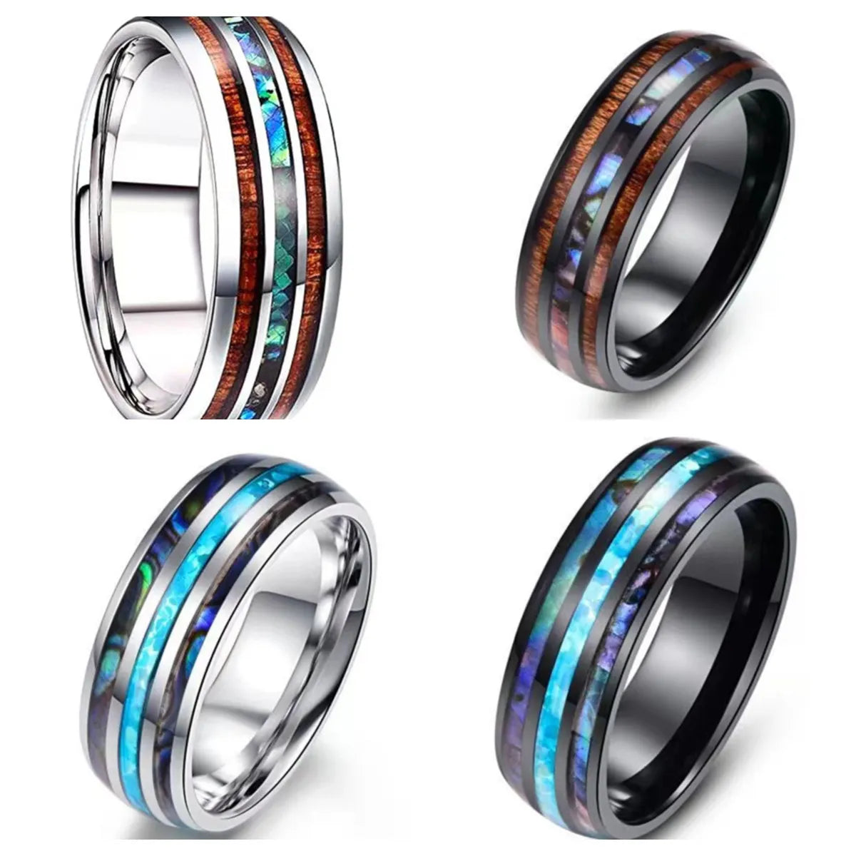 emerald rings for women -Fashion Stripe Stainless Steel Men'S Ceramic Ring