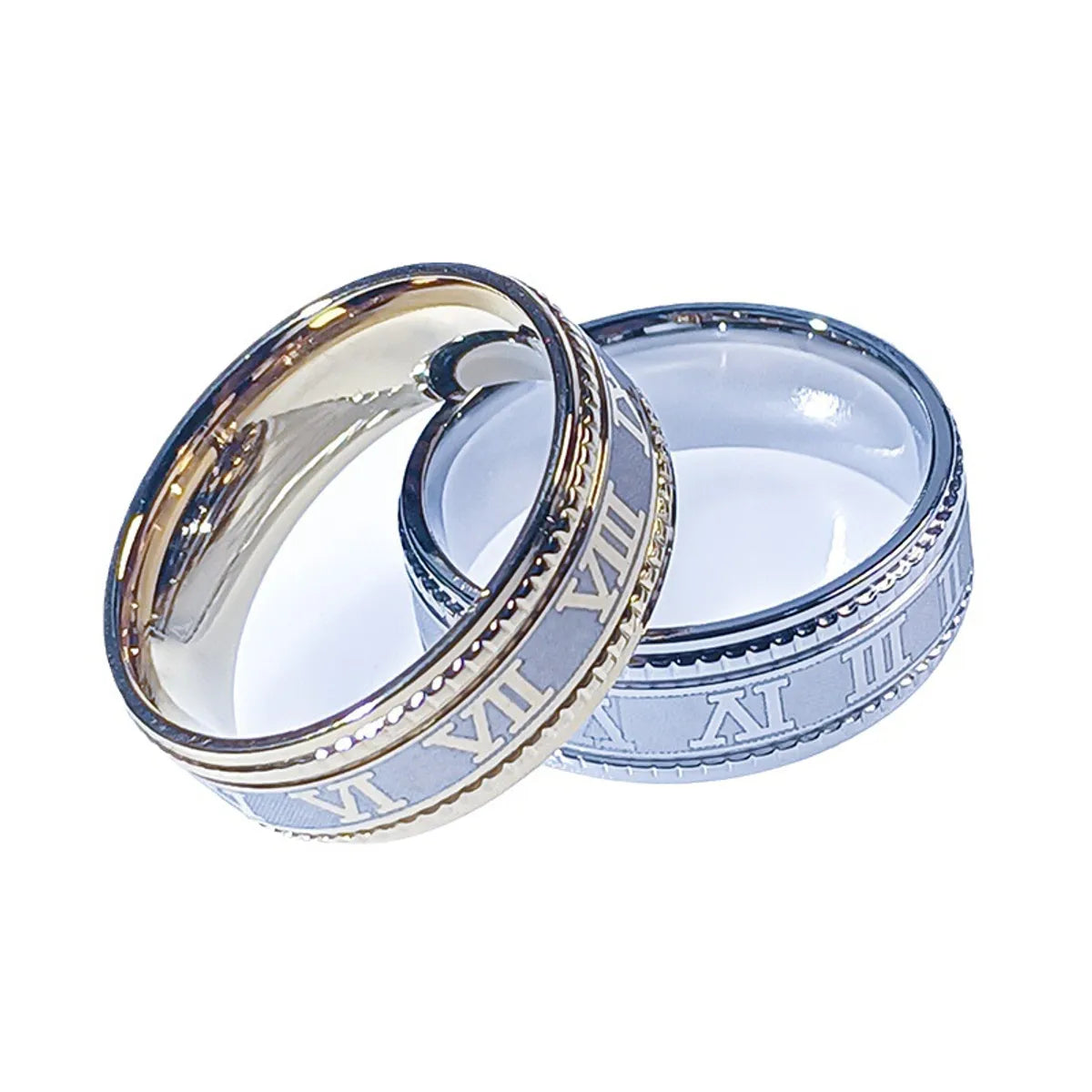 vintage platinum wedding rings for women -Hip-Hop Roman Numeral Titanium Steel Plating Men'S Rings