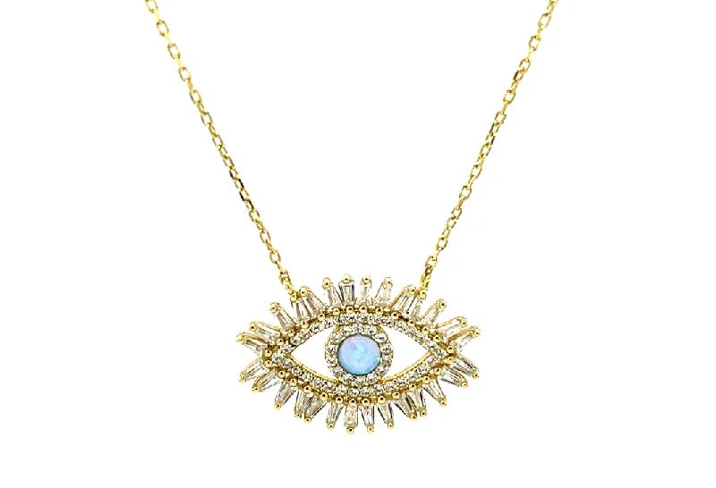 fashion gold necklaces for women -bara boheme | Evil Eye "POSEIDON" Opal CZ Necklace