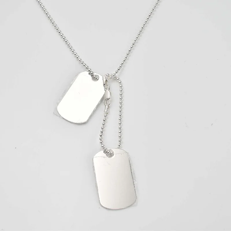 delicate bar necklaces for women -Signature Dual Tag Ball Chain Pendant