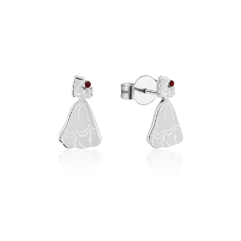 glamorous earrings for women -Disney Princess Rhodium Plated Beauty & The Beast Belle 12mm Stud Earrings