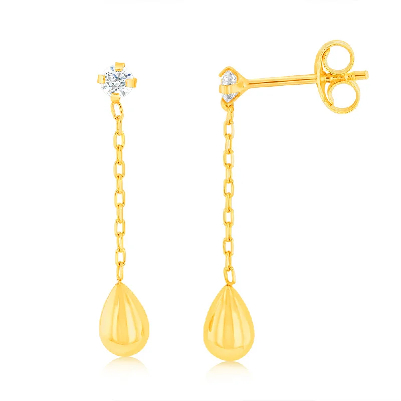 minimalistic earrings for women -9ct Yellow Gold Tear Drop Earrings