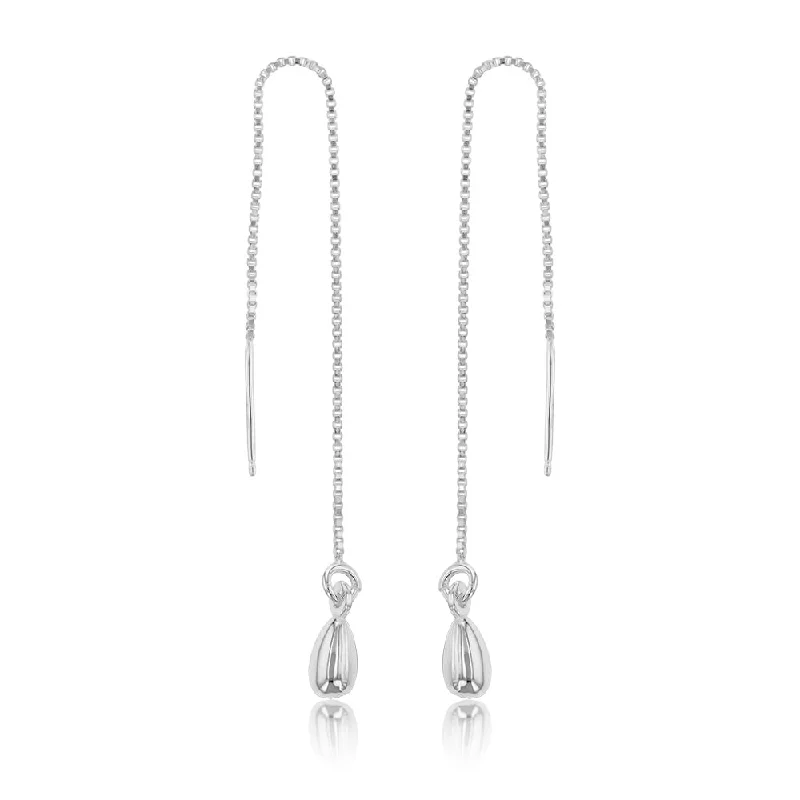 glamorous gemstone earrings for women -Sterling Silver Tear Drop Threader Earrings