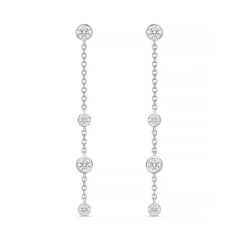 luxurious drop earrings for women -Memoire 18k White Gold 40MM Cascade Drop Earrings