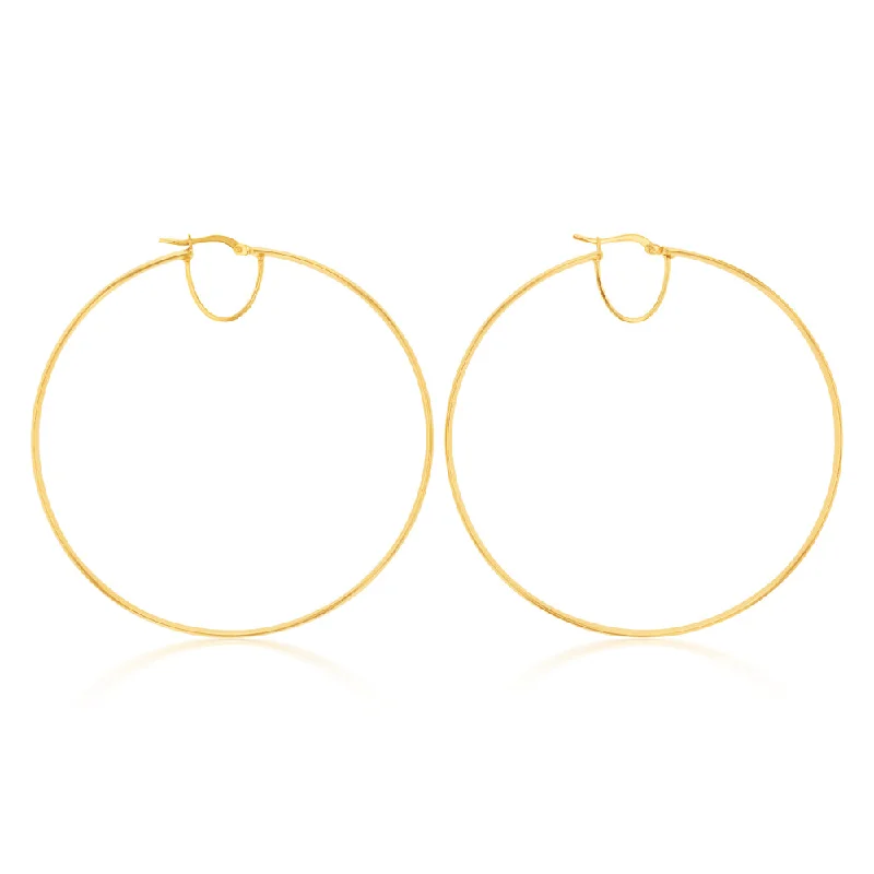 radiant gemstone earrings with diamonds for women -9ct Silverfilled Yellow Gold Plain 60mm Hoop Earrings