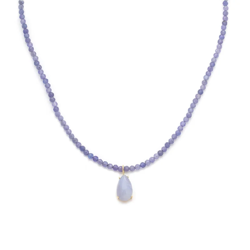 chic crystal pendant necklaces for women -Jacquie Necklace | Tanzanite & Chalcedony