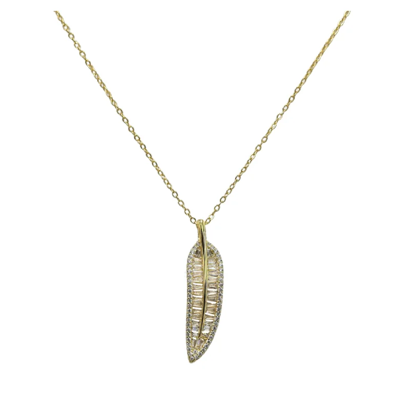 teardrop gemstone necklaces for women -"Crystal Feather" Charm Necklace