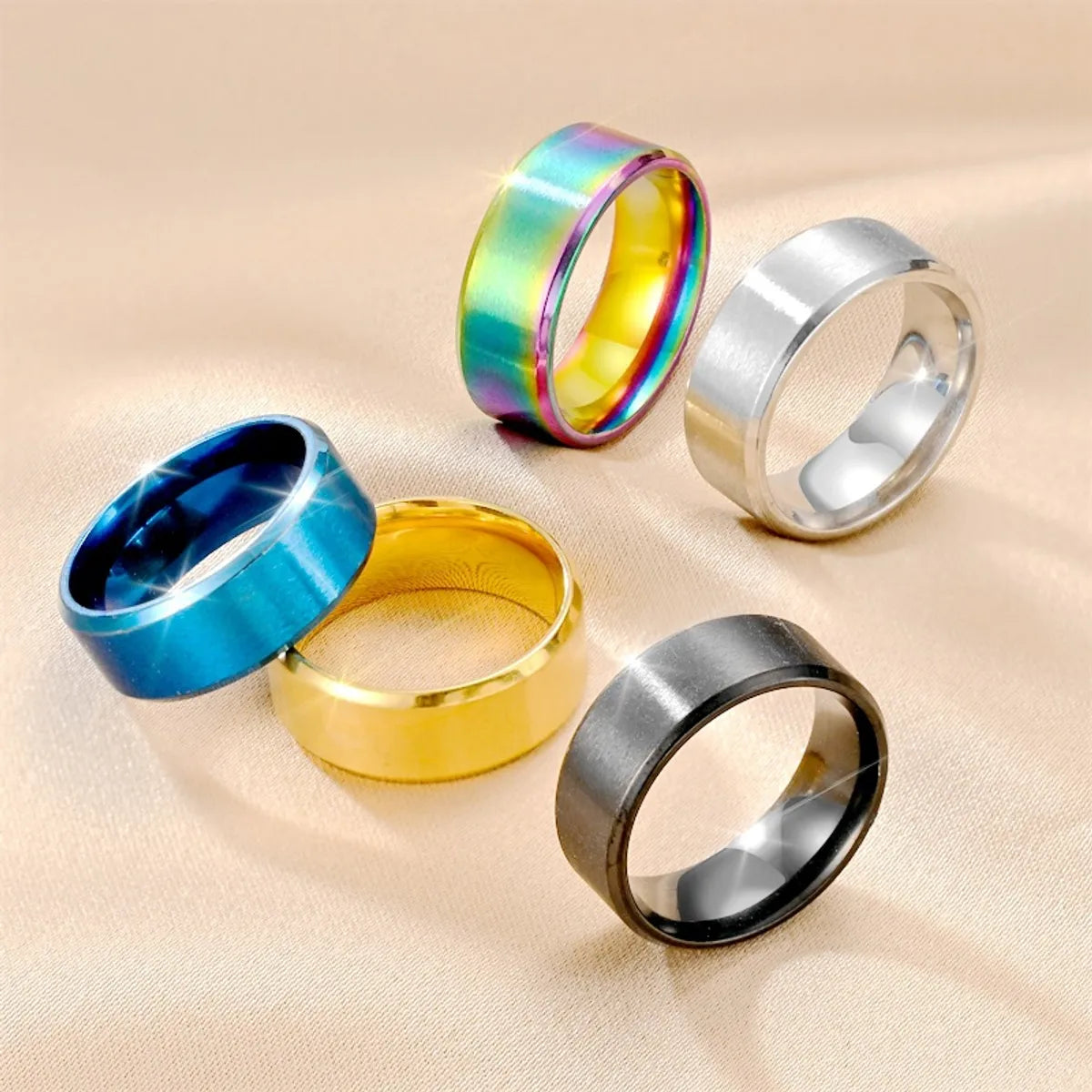 antique diamond rings for women -Vintage Style Colorful Solid Color Titanium Steel Plating 18K Gold Plated Unisex Rings