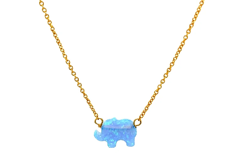 gold cross necklaces for women -bara boheme | Small "ELEPHANT" Opal Necklace