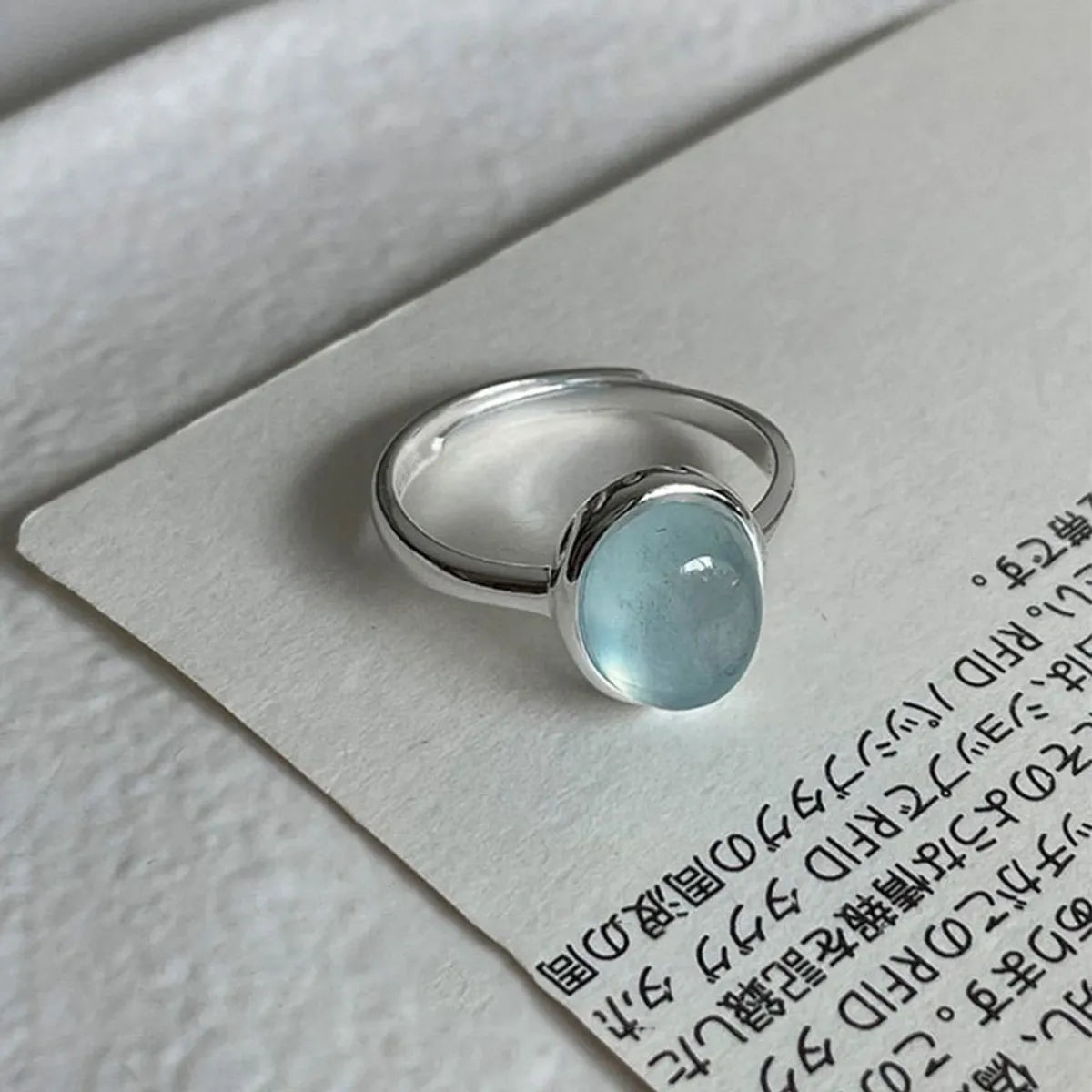 Aquamarine Crystal Ring-Es1720 [White Gold Color]]