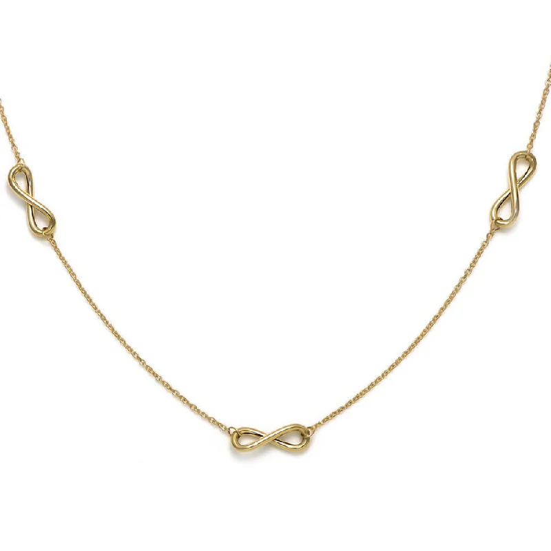 vintage diamond necklaces for women -Gold Infinity Station Necklace