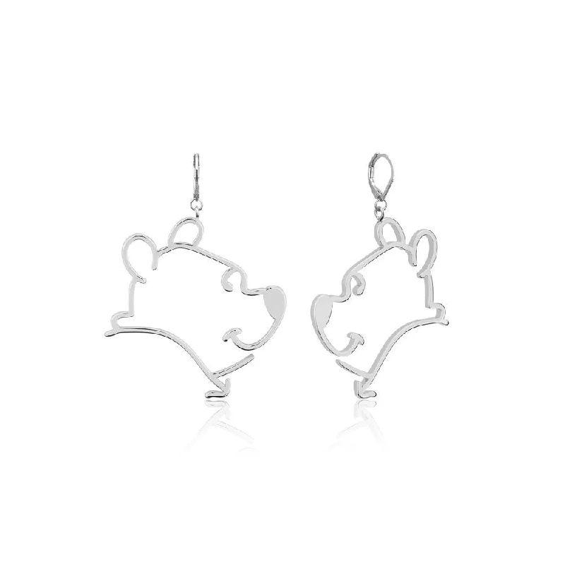 round earrings for women -Disney White Gold Plated Winnie The Pooh Open 60mm Drop Earrings