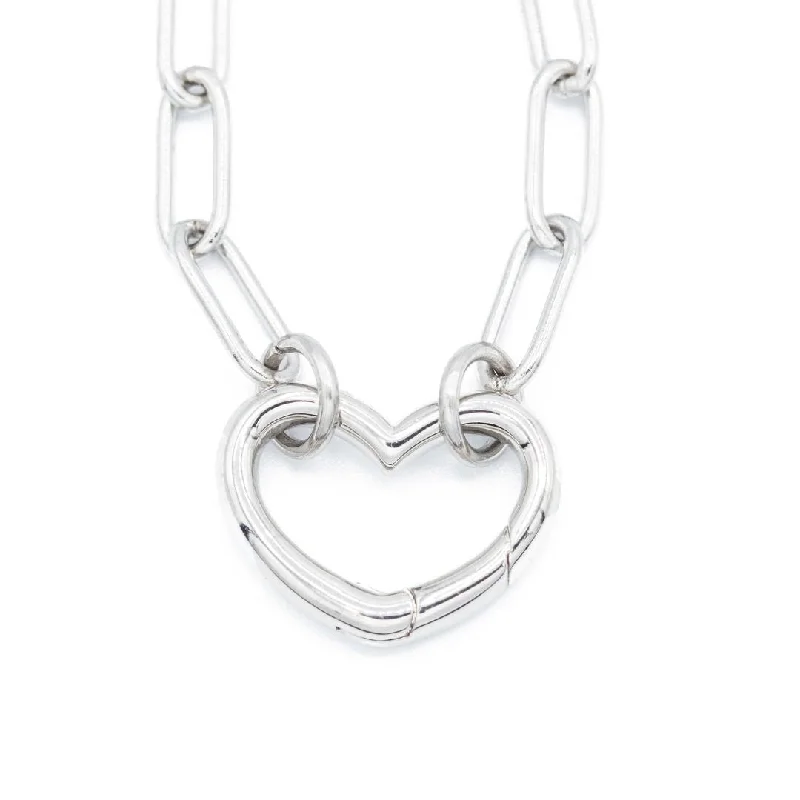 unique heart-shaped necklaces for women -Stainless Steel Heart Charm Necklace Chain