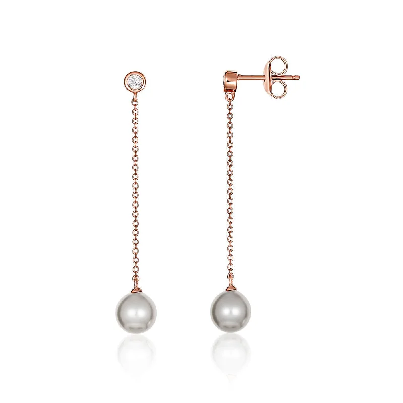 elegant earrings for women -Georgini Heirloom Rose Gold Plated Sterling Silver Pearl Treasured Drop Earrings