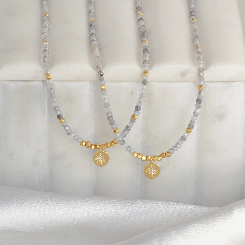 zodiac symbol necklaces for women -Gold Starburst & Zircon Necklace | 2024 Holiday Exclusive