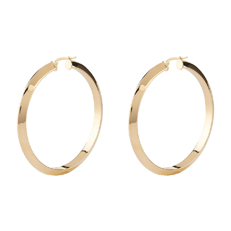 chic moonstone earrings for women -Guess Gold Plated Stainless Steel 60mm Triangle Superlight Hoop Earrings