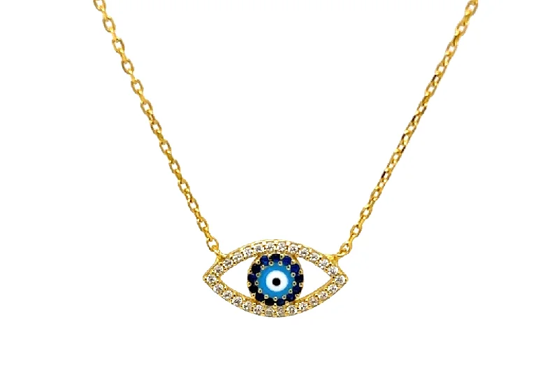 delicate diamond necklaces for women -"ARIES" Evil Eye Turquoise & Sapphire CZ Necklace