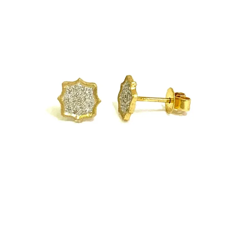 classic crystal earrings for women -Yellow Gold Diamond Cluster Earrings