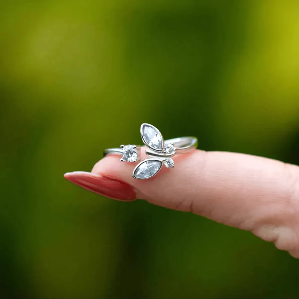 vintage wedding bands for women -Sterling Silver Butterfly Open Rings