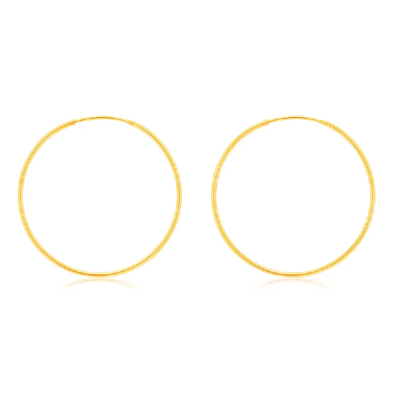 luxury hoop drop earrings for women -9ct Yellow Gold Plain 25mm Sleeper Earrings