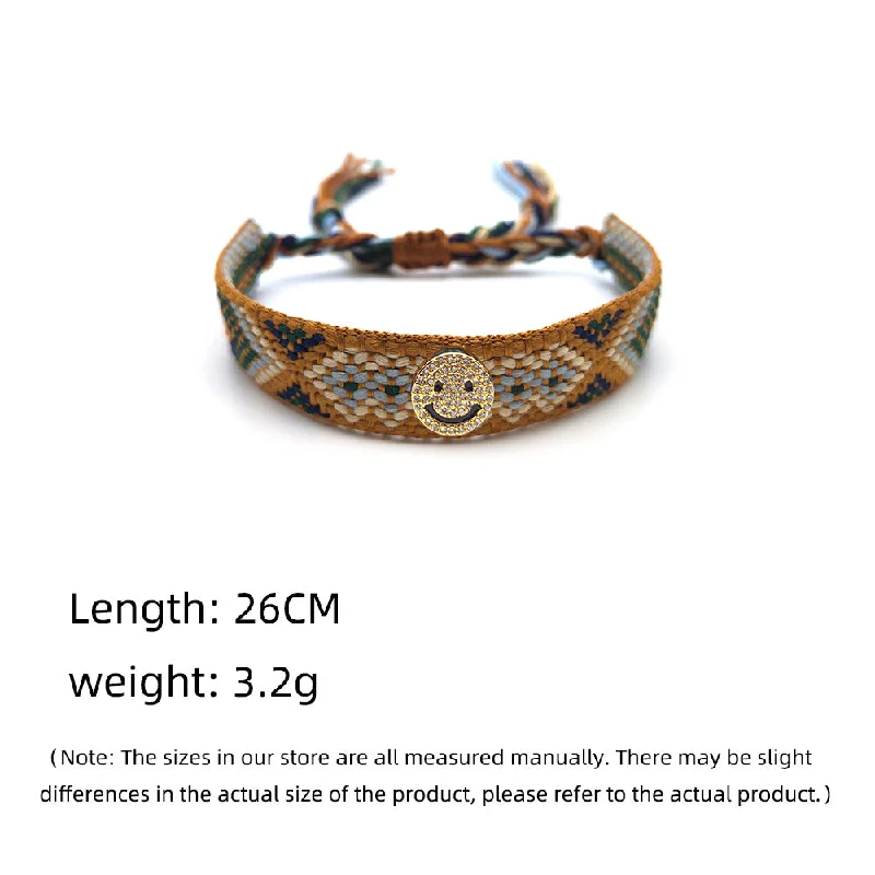 engagement rings with large emerald stones for women -Ethnic Style Smiley Face Polyester Knitting Unisex Drawstring Bracelets