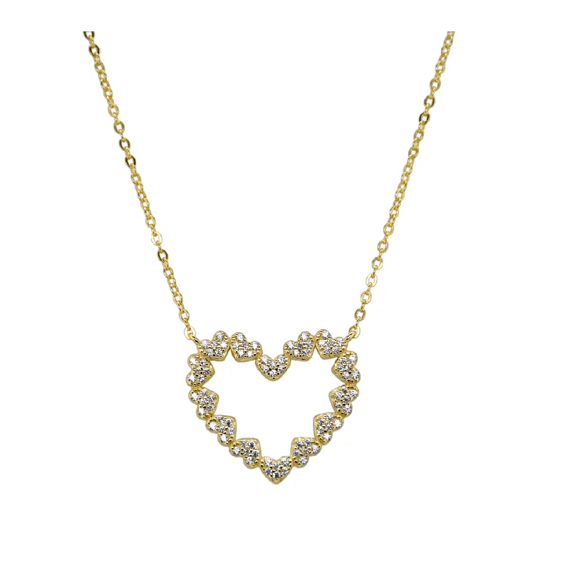 pearl drop necklaces for women -"OPEN HEART" Pave Large CZ Necklace