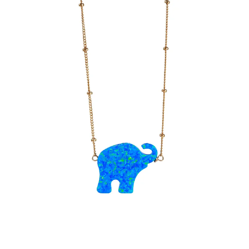 wedding necklaces for women with diamonds -bara boheme | Ball Chain w/ Large "ELEPHANT" Opal Necklace