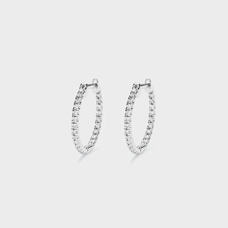 trendy gemstone drop earrings for women -Super Skinny Pave Hoops