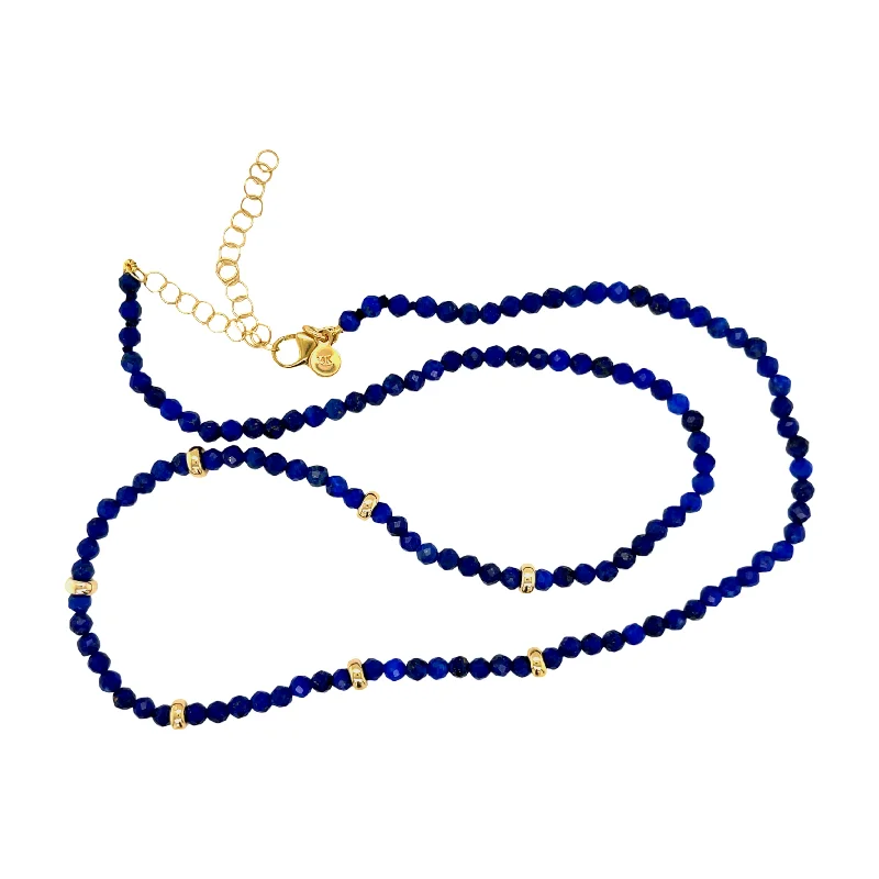 luxury moonstone necklaces for women -Blue Lapis Bead Necklace