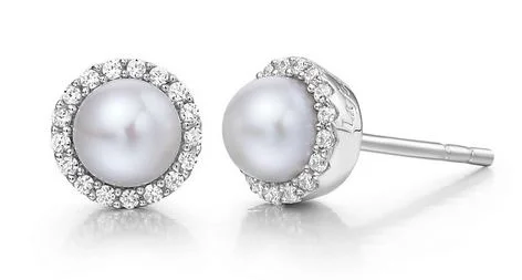 sterling silver earrings for women -Sterling Silver Freshwater Cultured Pearl Birthstone Stud Earrings by Lafonn