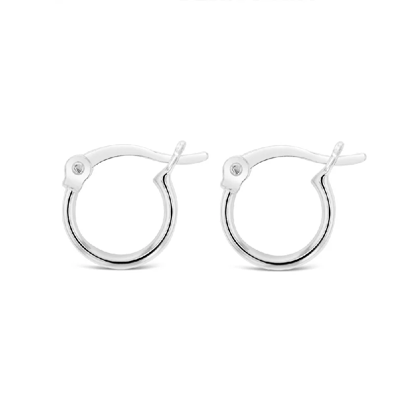 sparkling drop gemstone earrings for women -Sterling Silver Plain 10mm Hoop Earrings