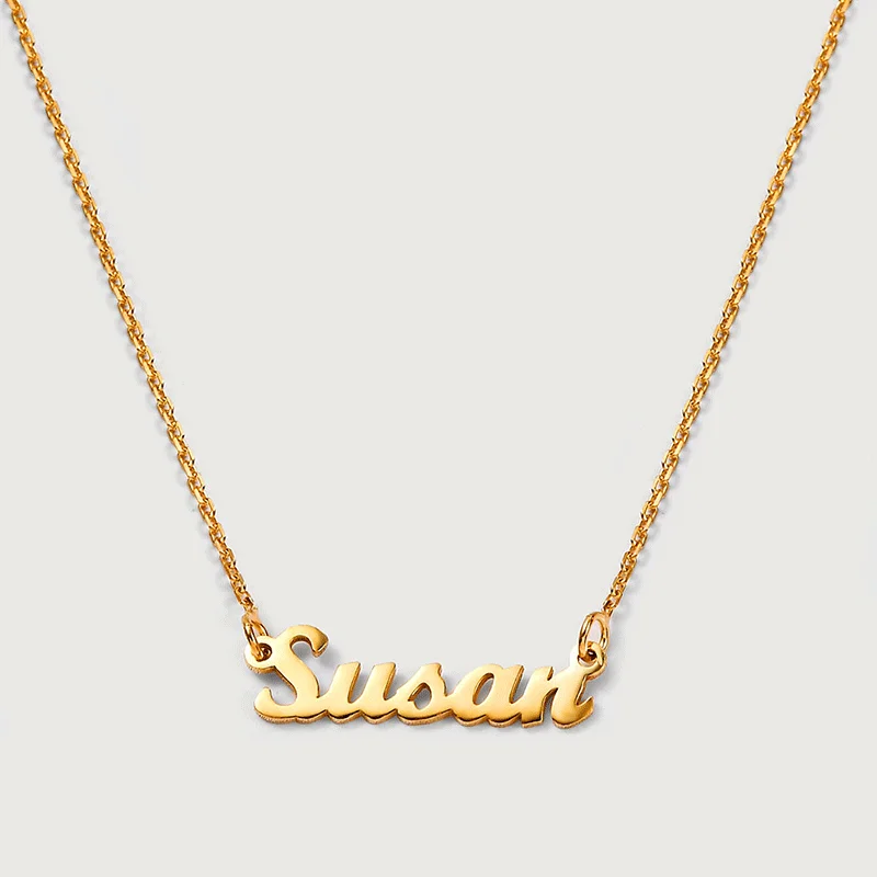 radiant diamond pendant necklaces for women -Personalised Name Necklaces Classic chain