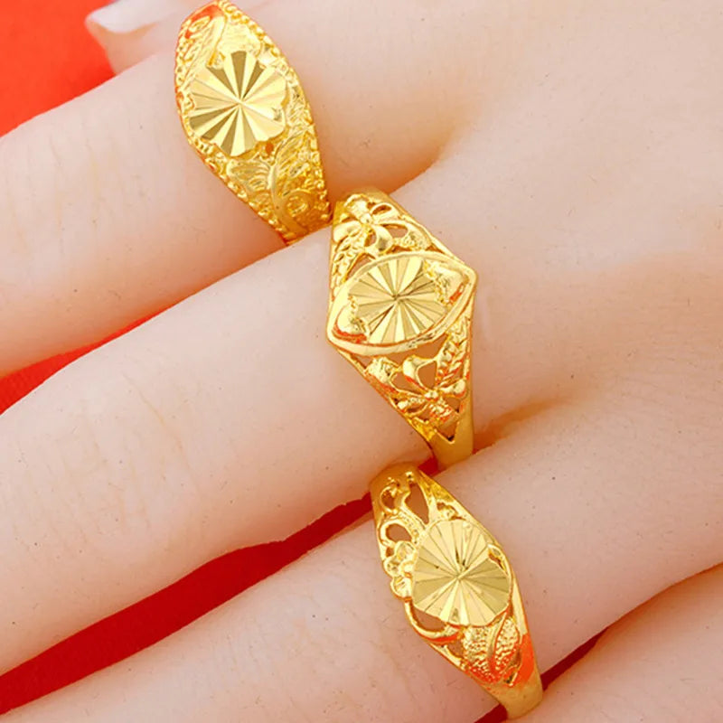 luxury gemstone rings for women -1 Piece Simple Style Flower Copper Plating 24k Gold Plated Open Ring