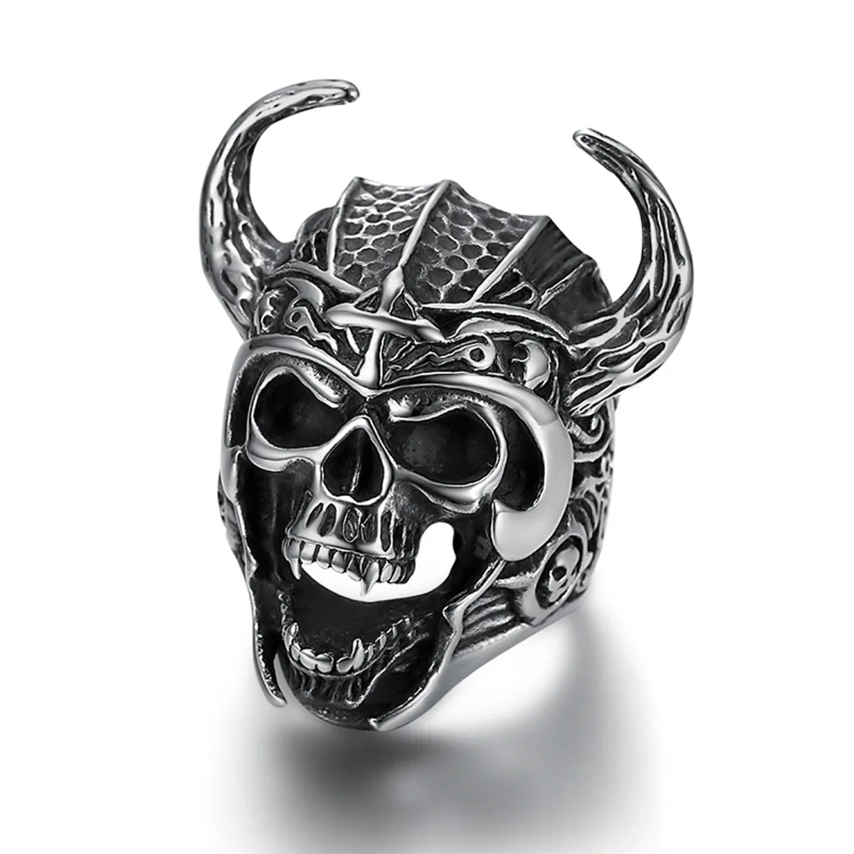 emerald rings for women -Retro Skull 304 Stainless Steel Men'S Rings