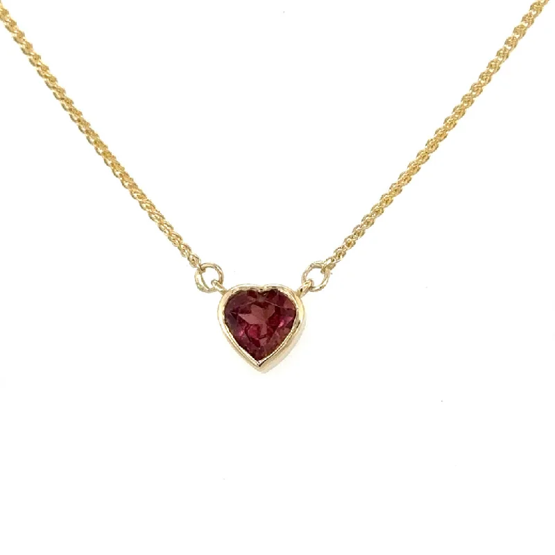 sparkling gemstone star pendants with diamonds for women -Pink Tourmaline Heart Necklace