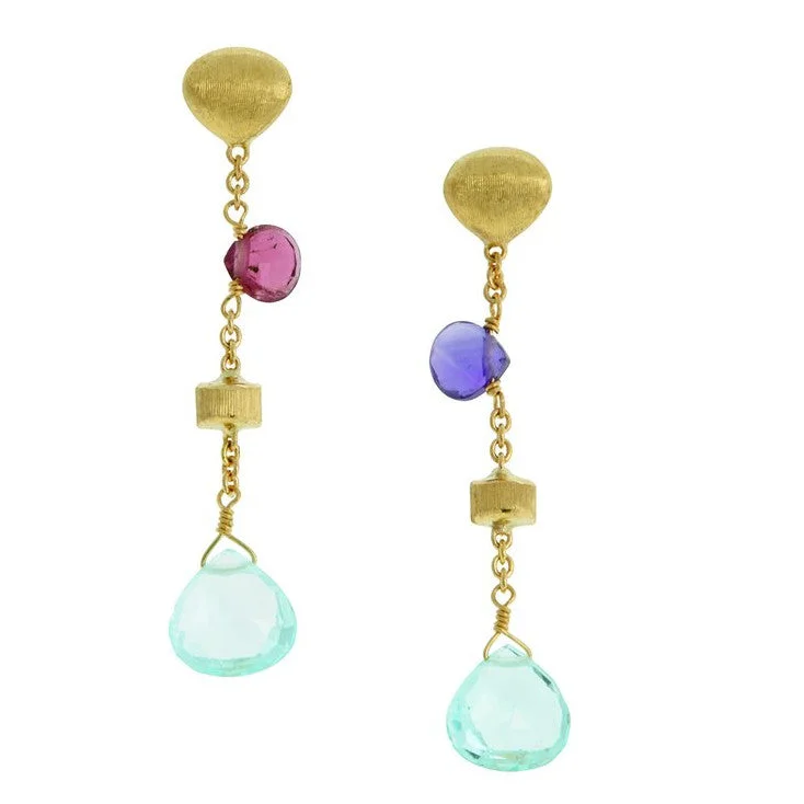 chic crystal drop earrings for women -Marco Bicego 18K Yellow Gold Paradise Single Drop Earrings OB1554 MIX109